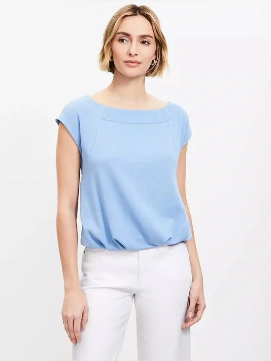 LOFT Muscle Bubble Hem Sweatshirt Allure Azul Size Small - Picture 2 of 7